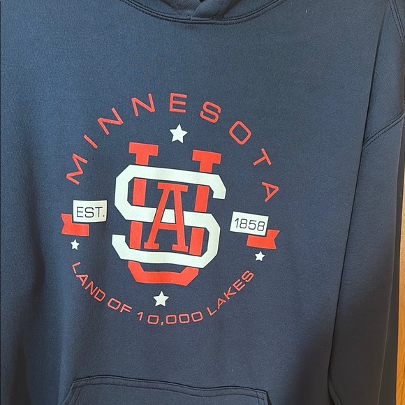Minnesota Navy Hoodie with Red Logo - Picture 3 of 5